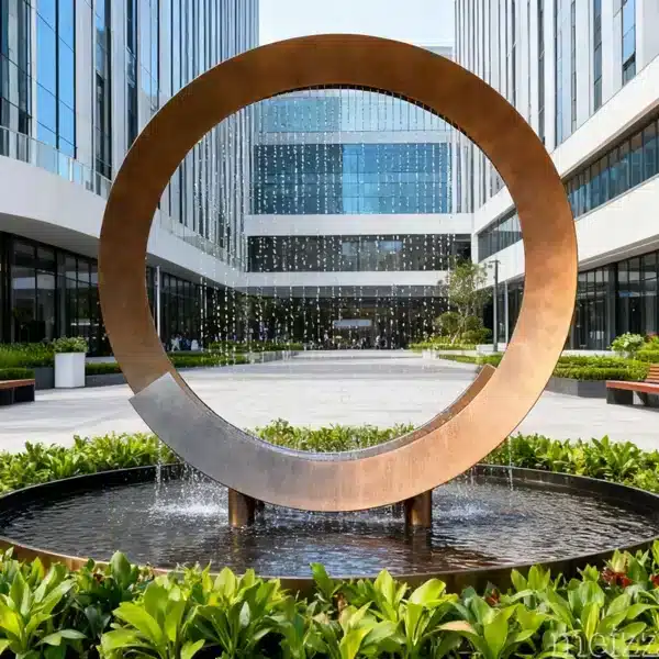 Stainless Steel Ring Fountain Sculpture