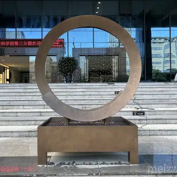 Stainless Steel Ring Fountain Sculpture
