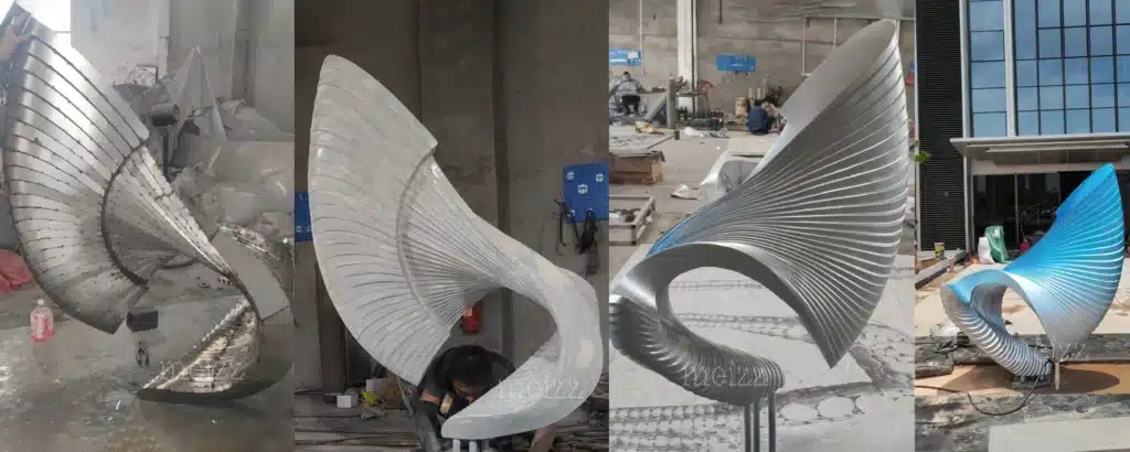 Outdoor stainless steel abstract sculptures