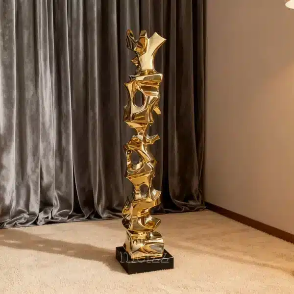 gold abstract stainless steel sculpture