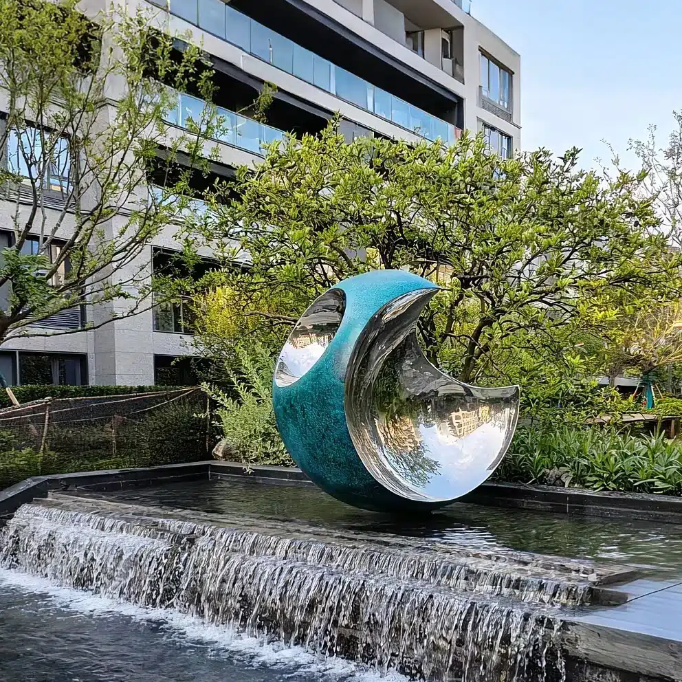 Outdoor stainless steel abstract sculptures