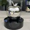 Stainless Steel Apple Sculpture – Modern Mirror Polished Outdoor Art