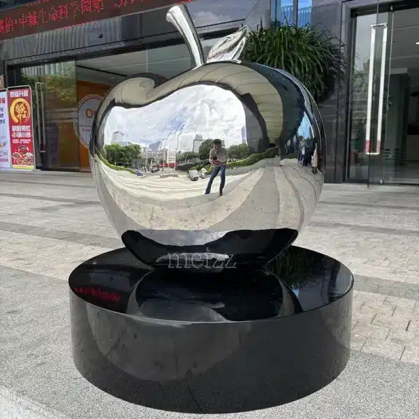 stainless steel apple sculpture