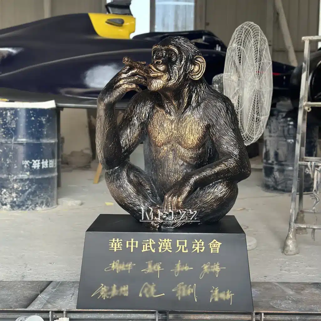 Custom Sitting Gorilla Smoking Cigar Sculpture