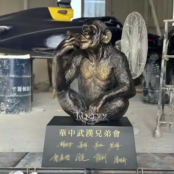 Custom Sitting Gorilla Smoking Cigar Sculpture