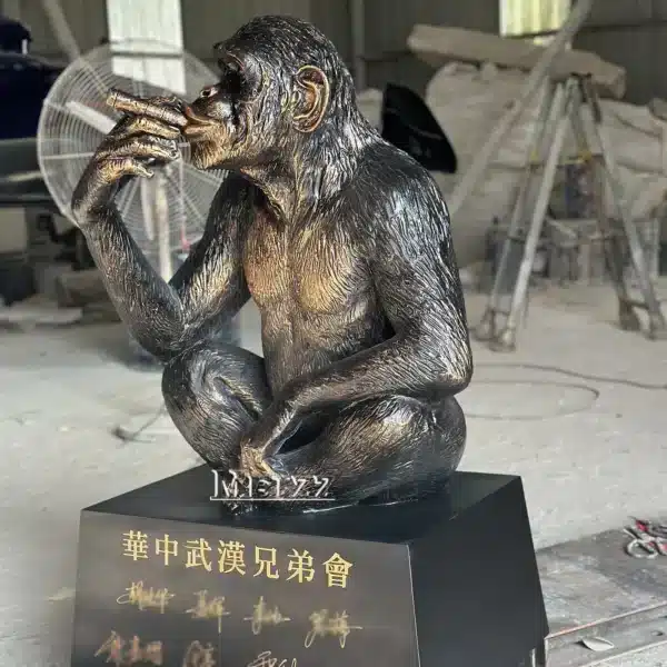 Custom Sitting Gorilla Smoking Cigar Sculpture