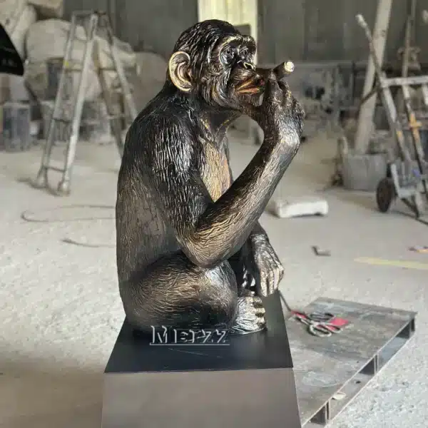Custom Sitting Gorilla Smoking Cigar Sculpture