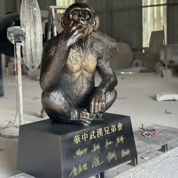 Custom Sitting Gorilla Smoking Cigar Sculpture