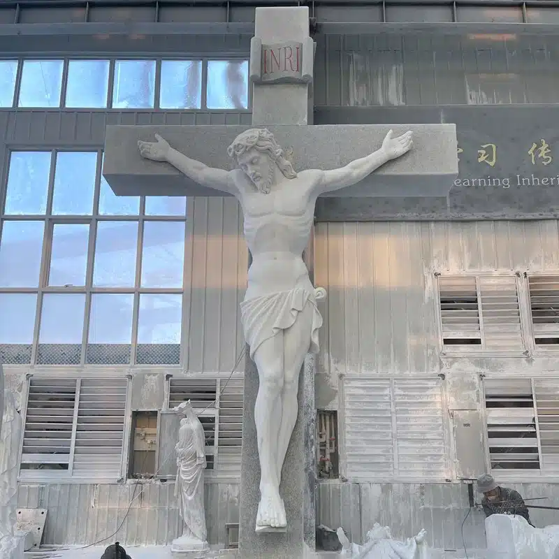 Marble Jesus on the Cross Statue
