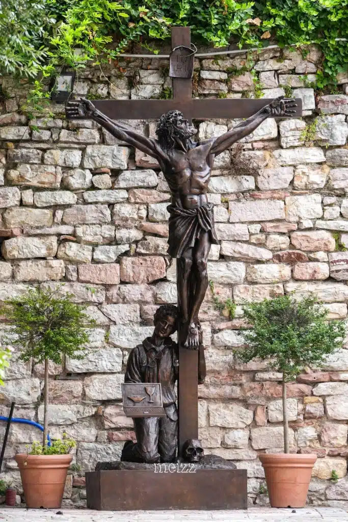 bronze Jesus on the Cross Statue