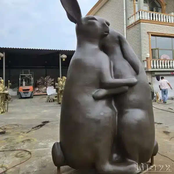 Large brass rabbit statue for the garden (2) Large brass rabbit statue for the garden