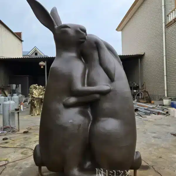 Large brass rabbit statue for the garden (3) Large brass rabbit statue for the garden