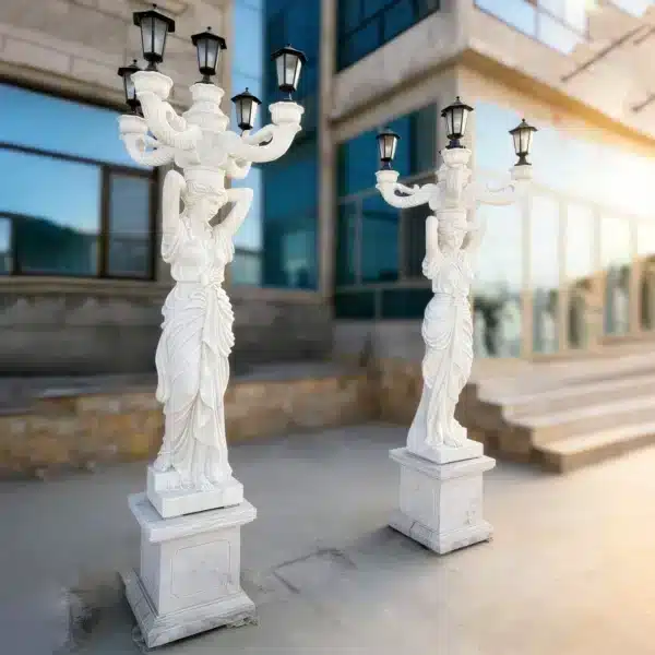 Marble Lady Lamp Statue (4) Marble Lady Lamp Statue