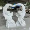Sitting Cherub Garden Statue – Hand Carved Marble Angel Sculpture for Outdoor Decoration