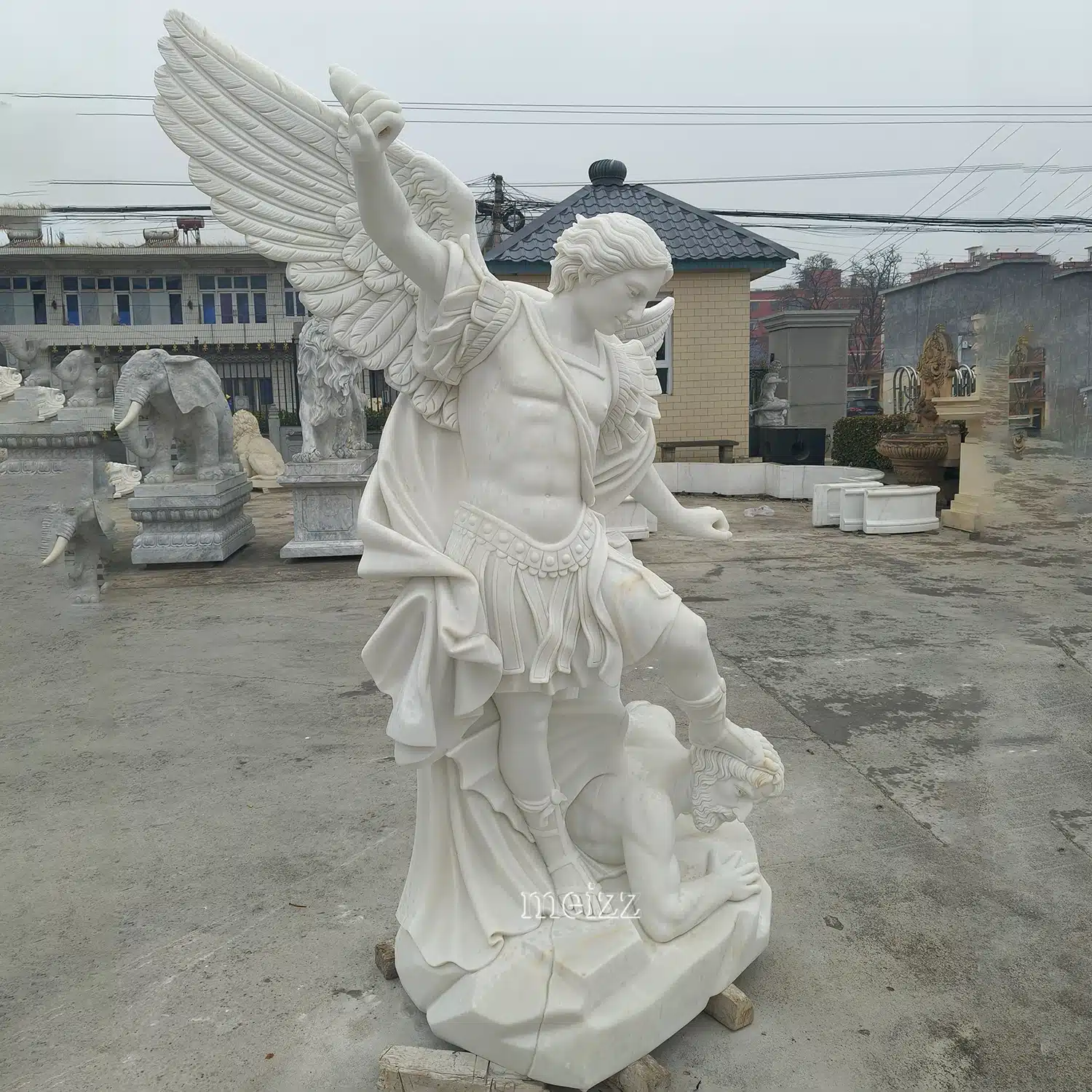 marble st michael statue 2 Saint Michael Archangel Statue