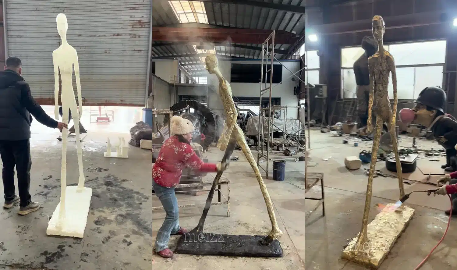 Bronze Walking Man Sculpture