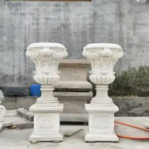 Marble Plant Pot with Stand (2) Marble Plant Pot with Stand