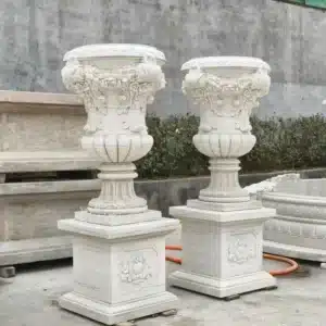 Marble Plant Pot with Stand (3) Marble Plant Pot with Stand