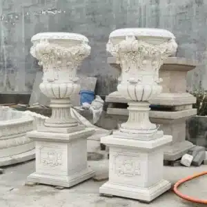 Marble Plant Pot with Stand (4) Marble Plant Pot with Stand