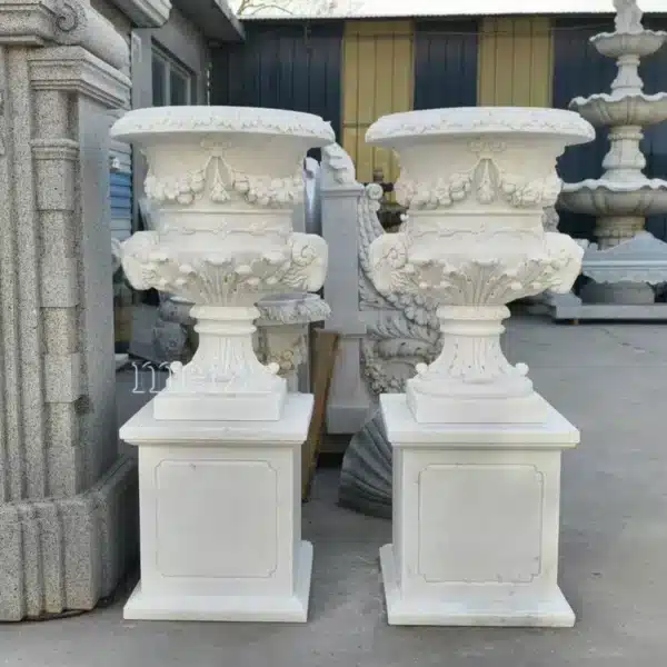 Marble Plant Pot with Stand (5) Marble Plant Pot with Stand