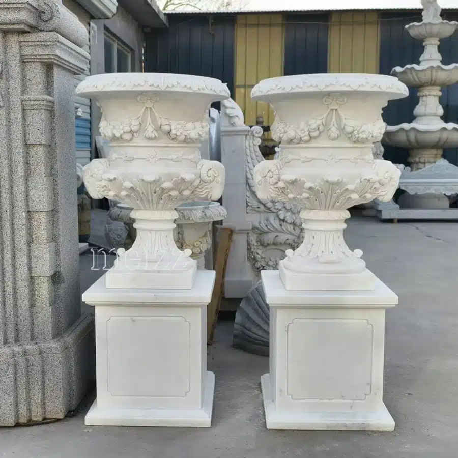 Marble Plant Pot with Stand (5) Marble Plant Pot with Stand