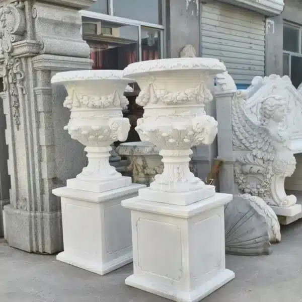 Marble Plant Pot with Stand