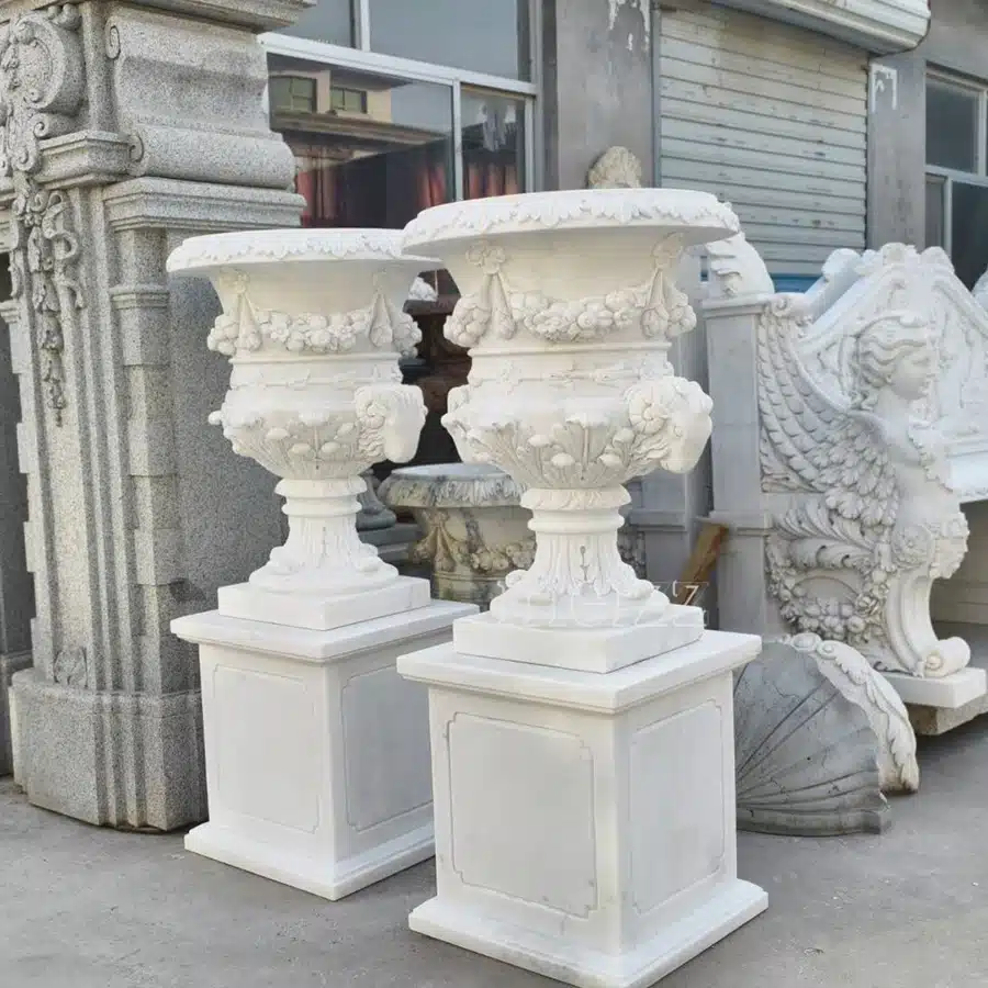 Marble Plant Pot with Stand (7) Marble Plant Pot with Stand