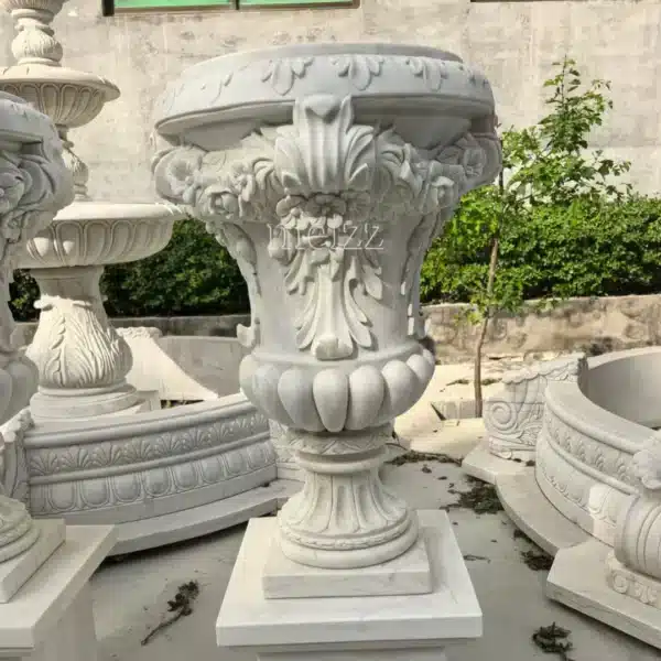 Marble Plant Pot with Stand