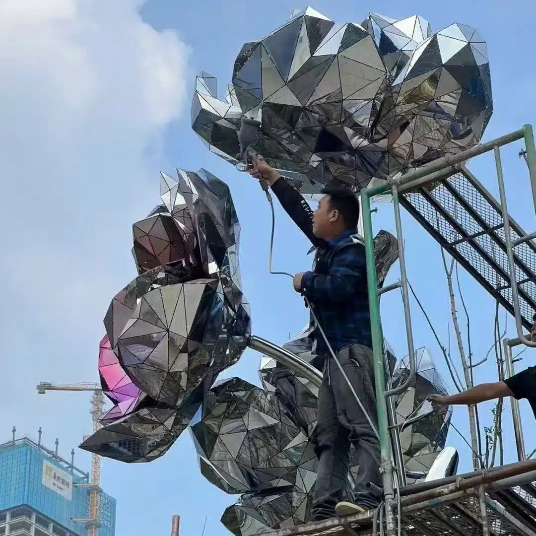 Metal Flower Sculptures for Sale (2) Metal Flower Sculptures for Sale
