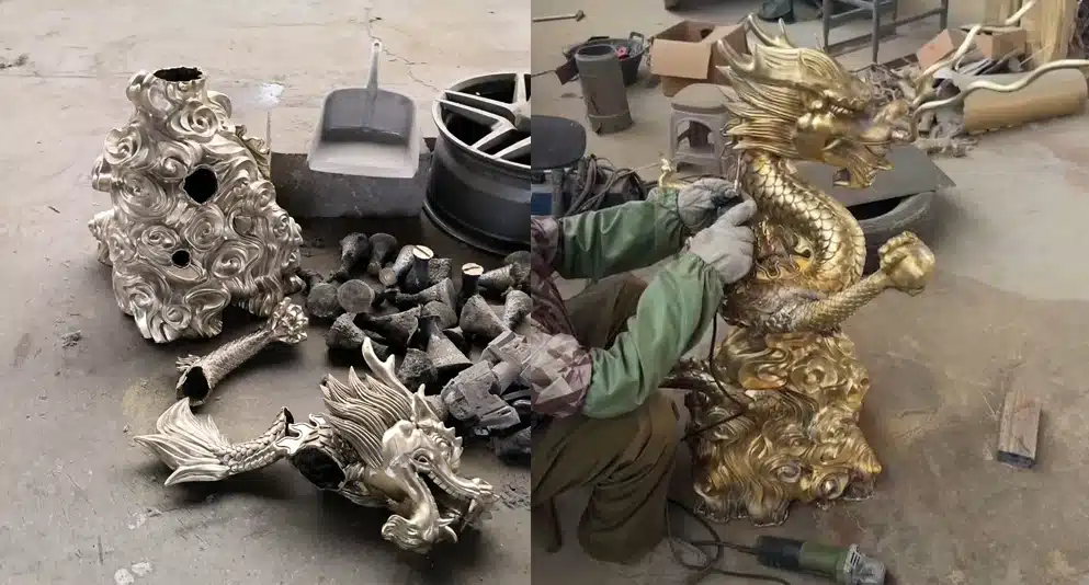 brass chinese dragon statue