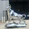 Bull Metal Sculpture for Sale – Large Mirror Stainless Steel Bull Statue