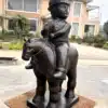Fernando Botero Man on Horse Bronze Sculpture