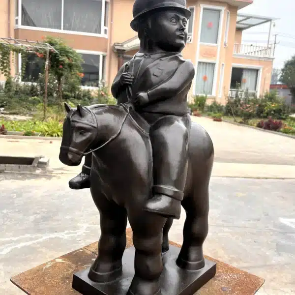 60cm Bronze Fernando Botero Man on Horse Sculpture (1) Fernando Botero Man on Horse
