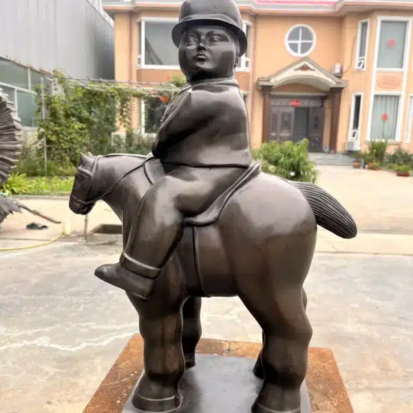 60cm Bronze Fernando Botero Man on Horse Sculpture (6) Fernando Botero Man on Horse