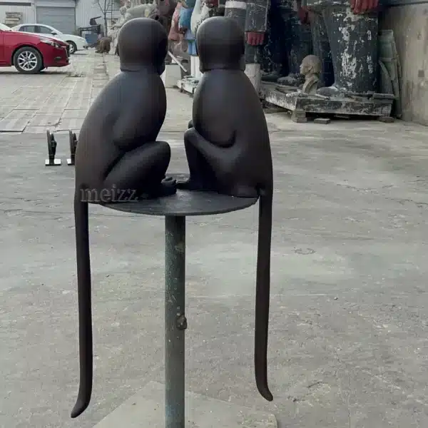 bronze monkey sculpture