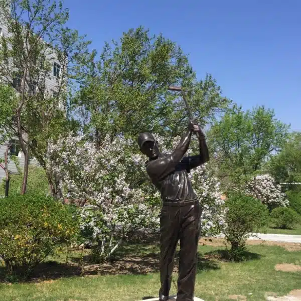 bronze golfer statue