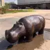 Modern Bronze Hippo Sculpture – A Unique Outdoor Artwork for Contemporary Spaces