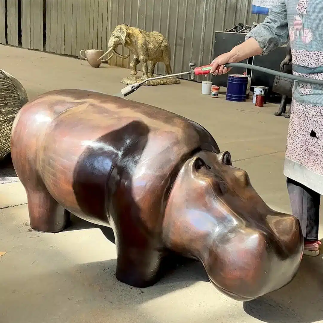 Bronze Hippo Sculpture