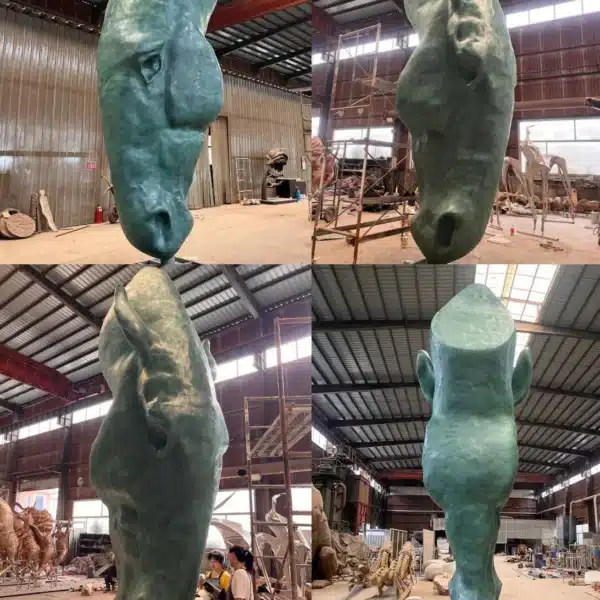 Horse Head Bronze Sculpture