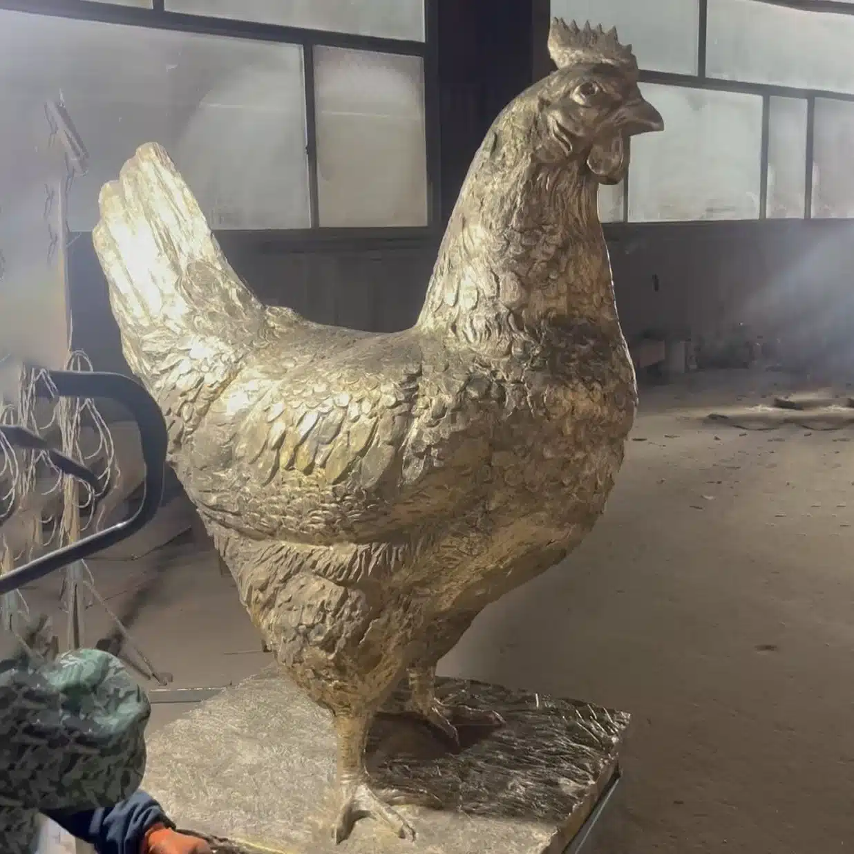 Large Metal Chicken Sculpture (1) Large Metal Chicken Sculpture