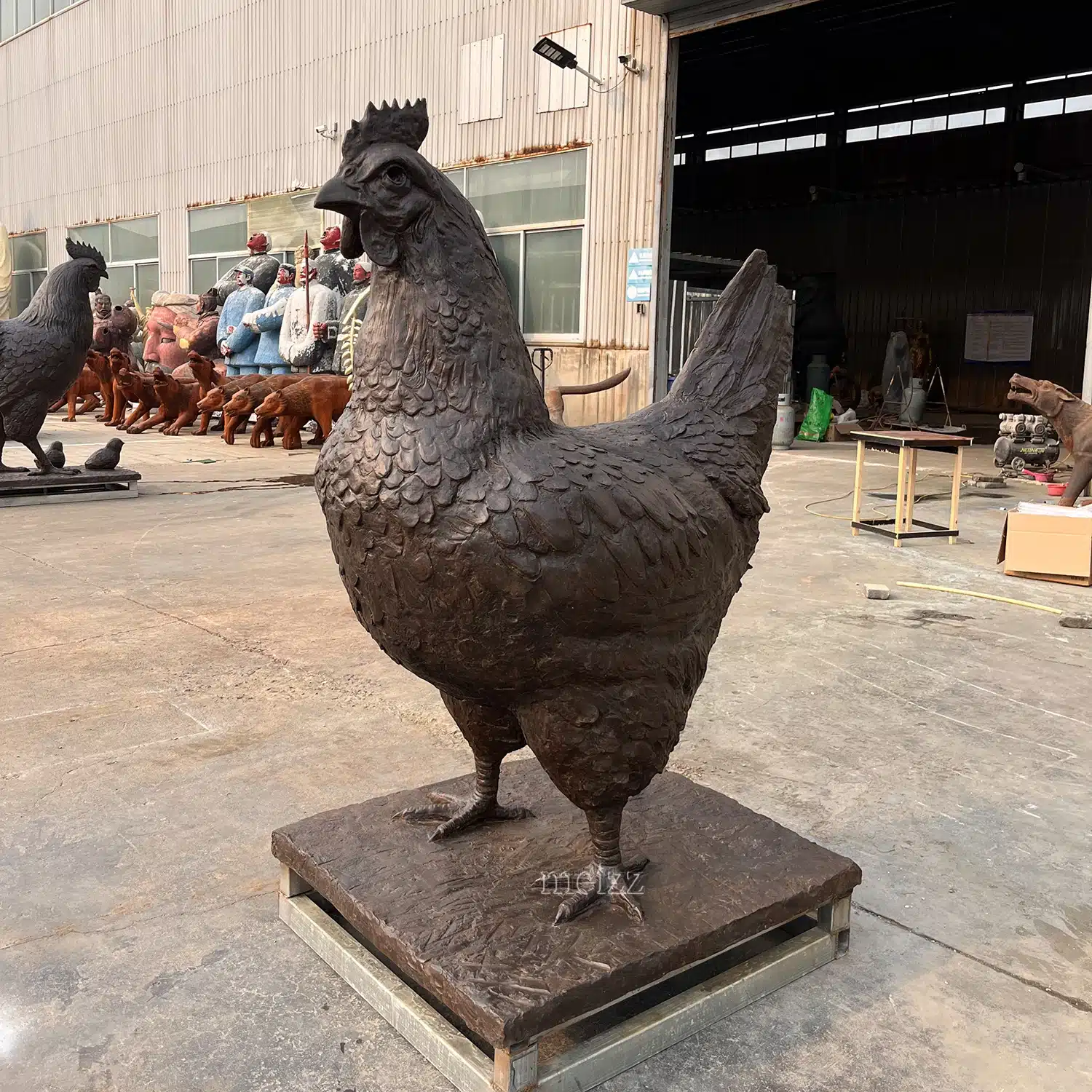 Large Metal Chicken Sculpture (6) Large Metal Chicken Sculpture