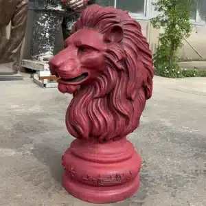 Metal Lion Head Sculpture