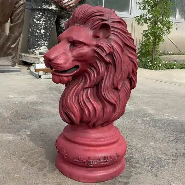 Metal Lion Head Sculpture