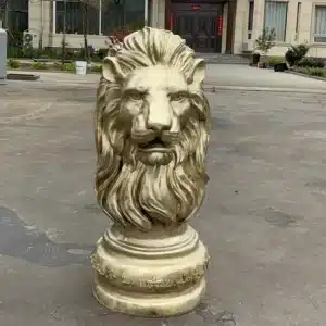 Metal Lion Head Sculpture