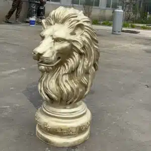 Metal Lion Head Sculpture