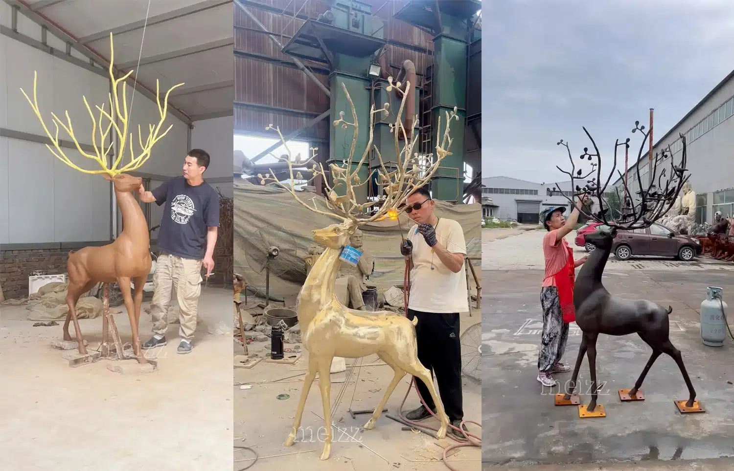 Outdoor Bronze Deer Statues