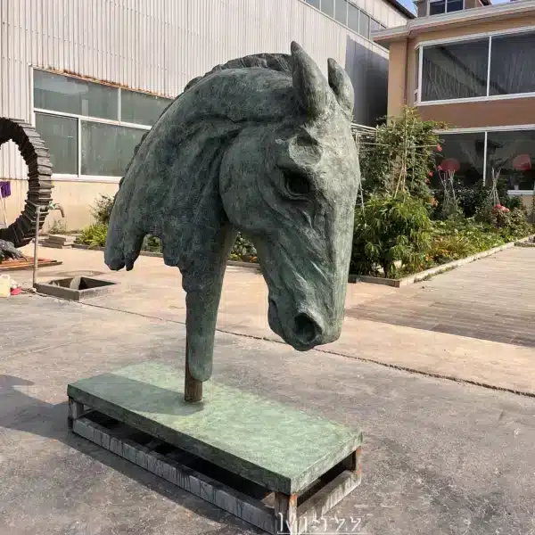 bronze horse head statue