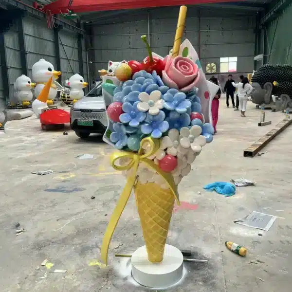 Floral Ice Cream Cone Sculpture