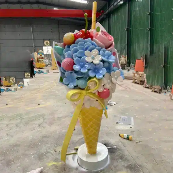 Floral Ice Cream Cone Sculpture