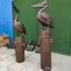 1-Meter Bronze Pelican Sculpture on Piling